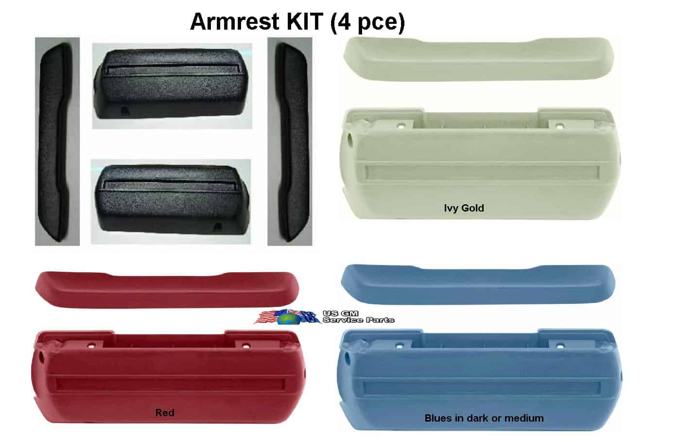 Armrest Kit: 68-72 Pads & Bases Kit: various GM (Pr)